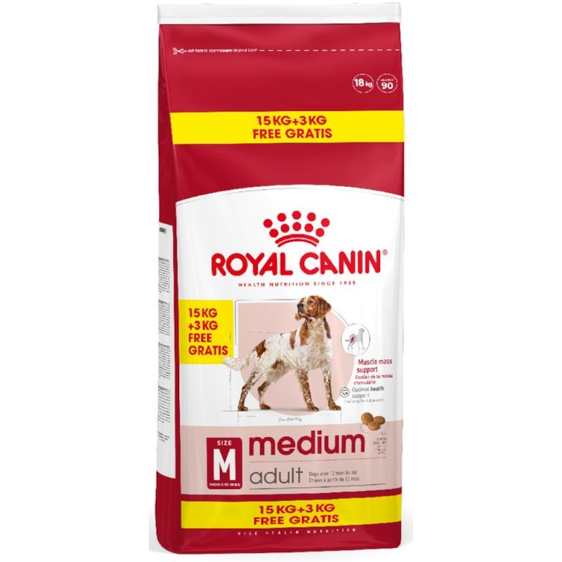 Royal Canin Medium Adulte 15kg + 3kg Gratuits